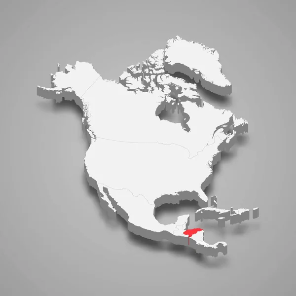 洪都拉斯在北美的国家位置 3D等深线图 — 图库矢量图片