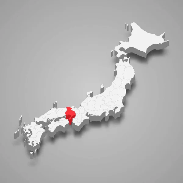 Ubicación Región Hyogo Dentro Japón Mapa Isométrico — Archivo Imágenes Vectoriales