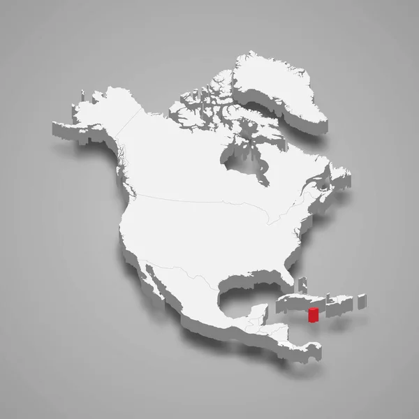 牙买加在北美的国家位置 3D等深线图 — 图库矢量图片