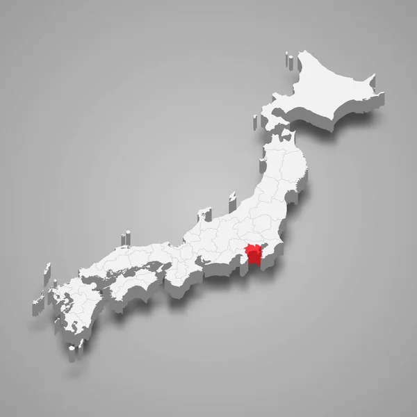 Lokasi Wilayah Kanagawa Dalam Peta Isometrik Jepang - Stok Vektor