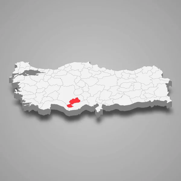 Karaman Localização Região Dentro Turquia Mapa Isométrico — Vetor de Stock