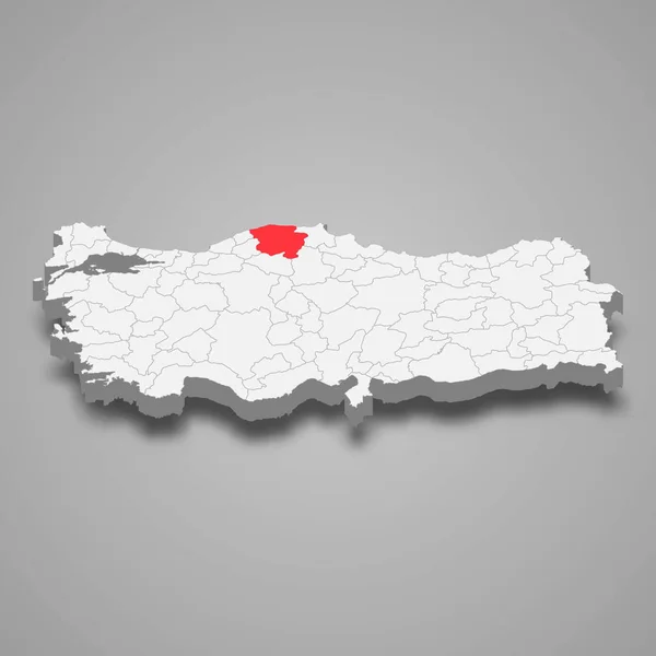 Kastamonu Localização Região Dentro Turquia Mapa Isométrico — Vetor de Stock