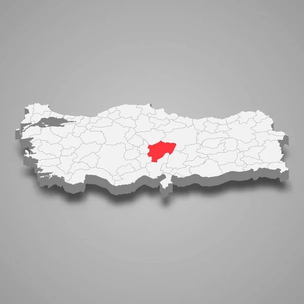 Türkiye Kayseri Bölgesi Konumu Izometrik Harita — Stok Vektör