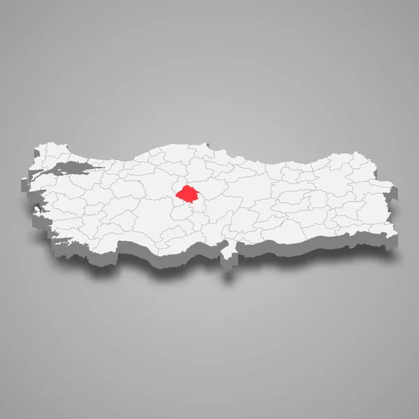 Türkiye Kirsehir Bölgesi Konumu Izometrik Harita — Stok Vektör