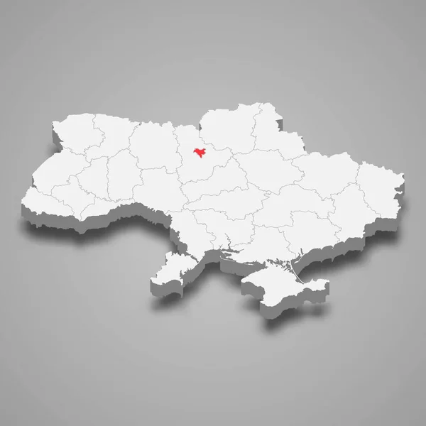 Kiev Region Läge Inom Ukraina Isometrisk Karta — Stock vektor