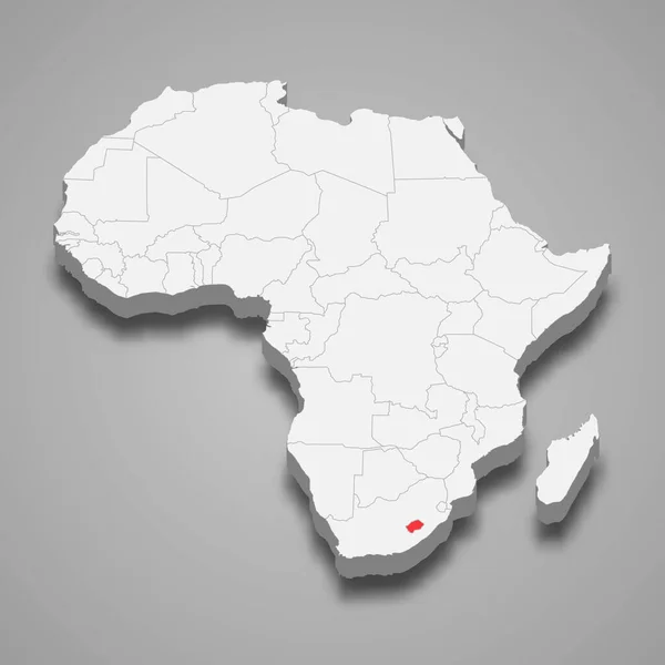 莱索托在非洲的国家位置 3D等深线图 — 图库矢量图片