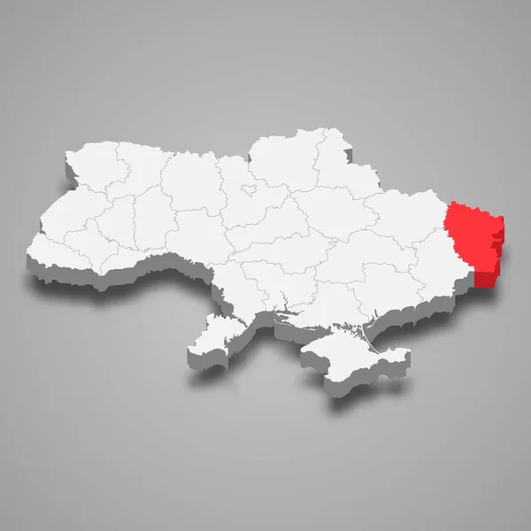 Óblast Luhansk Ubicación Región Dentro Ucrania Mapa Isométrico — Vector de stock