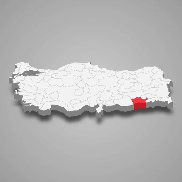 Mardin Localização Região Dentro Turquia Mapa Isométrico — Vetor de Stock
