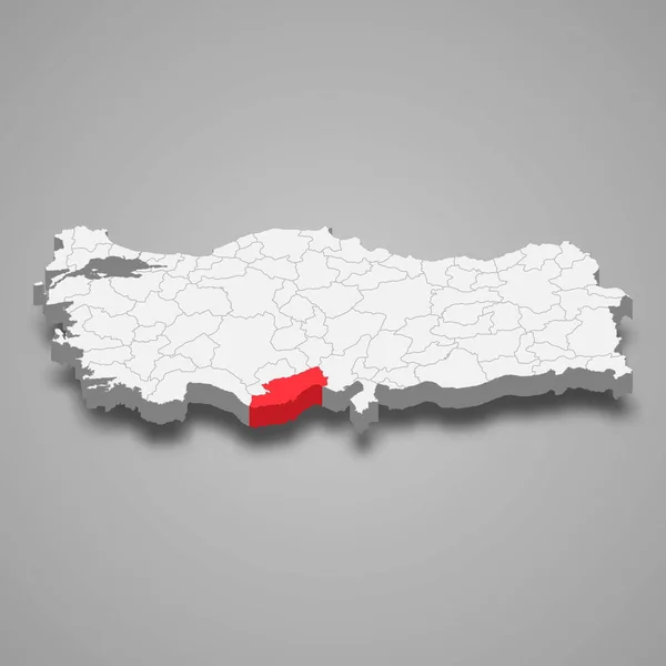 Türkiye Mersin Bölgesi Konumu Izometrik Harita — Stok Vektör