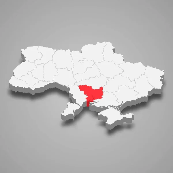 Oblast Mykolaiv Posizione Della Regione All Interno Della Mappa Isometrica — Vettoriale Stock