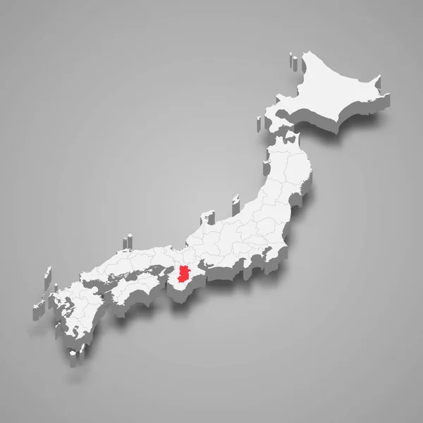 Ubicación Región Nara Dentro Japón Mapa Isométrico — Vector de stock