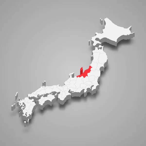 Niigata Ubicación Región Dentro Japón Mapa Isométrico — Vector de stock