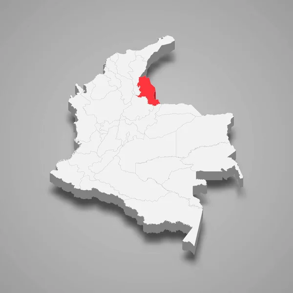 Расположение Региона Северный Сантандер Пределах Изометрической Карты Колумбии — стоковый вектор