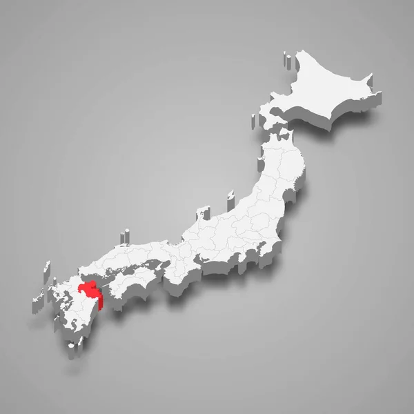 Oita Ubicación Región Dentro Japón Mapa Isométrico — Vector de stock