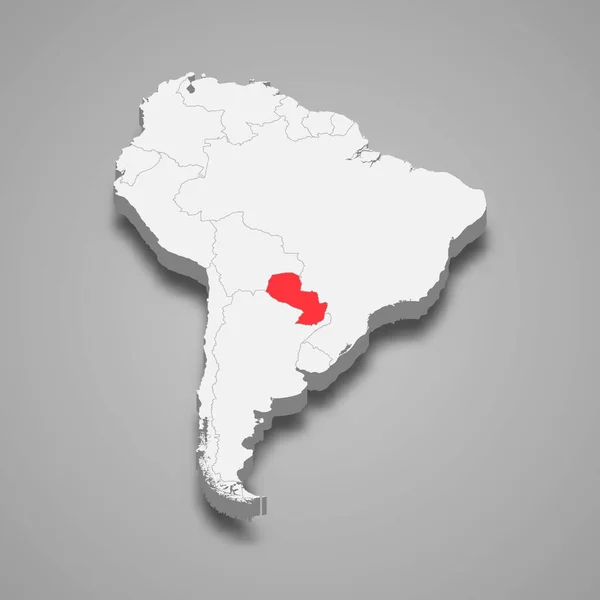 Poloha Paraguaye Jižní Americe Izometrická Mapa — Stockový vektor