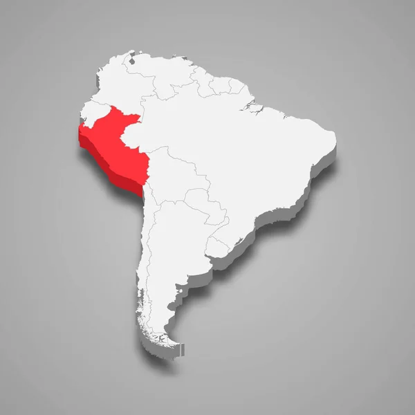 Perù Paese Posizione All Interno Del Sud America Mappa Isometrica — Vettoriale Stock