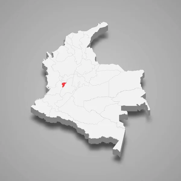 Расположение Региона Квиндио Пределах Изометрической Карты Колумбии — стоковый вектор