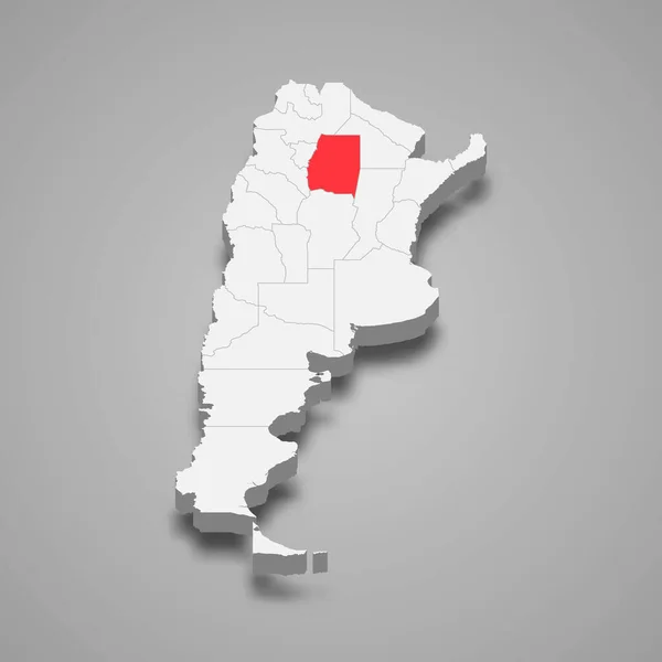 Расположение Региона Сантьяго Дель Эстеро Аргентине Изометрическая Карта — стоковый вектор