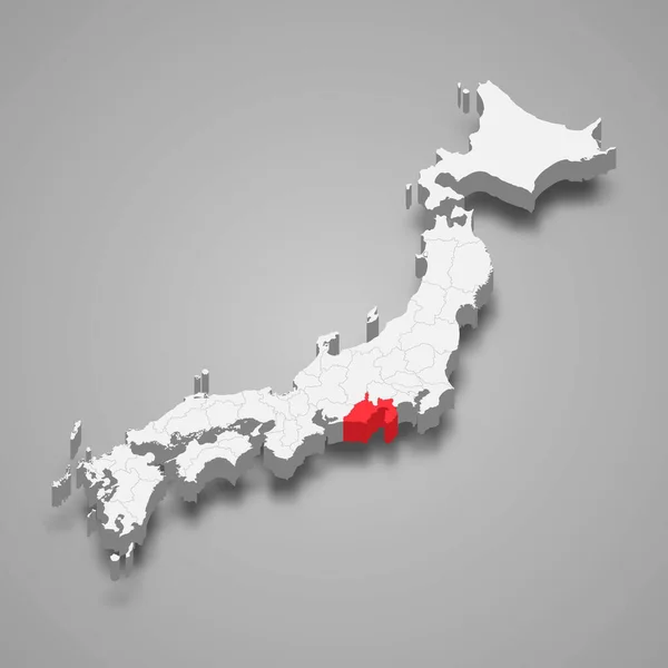 Posizione Regione Shizuoka All Interno Della Mappa Isometrica Giappone — Vettoriale Stock