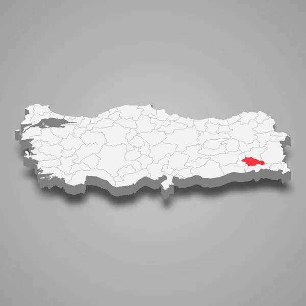 Siirt Localização Região Dentro Turquia Mapa Isométrico — Vetor de Stock