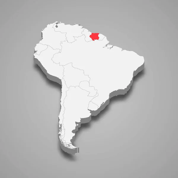 Suriname Localização País Dentro América Sul Mapa Isométrico — Vetor de Stock