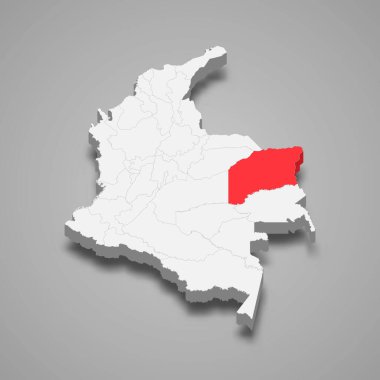 Kolombiya içinde Vichada bölgesi 3d izometrik harita