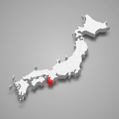 Japonya 'nın Wakayama bölgesi 3 boyutlu izometrik haritası