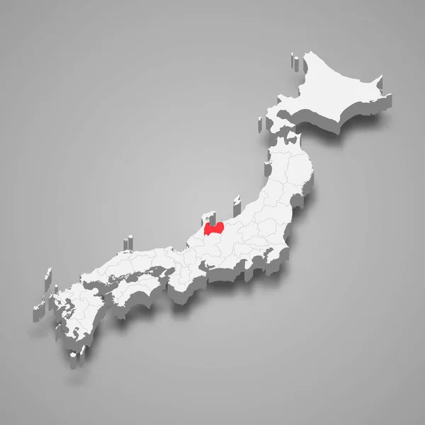 Lokalizacja Regionu Toyama Japonii Mapa Izometryczna — Wektor stockowy