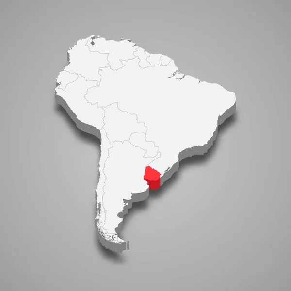 Uruguai Localização País Dentro América Sul Mapa Isométrico —  Vetores de Stock