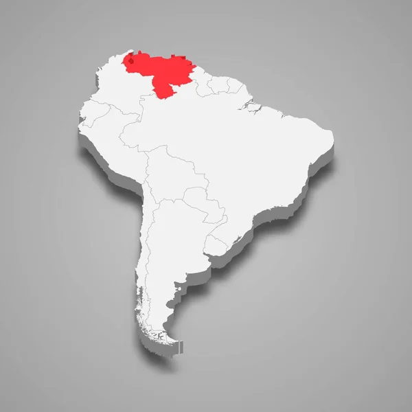Venezuela País Localização Dentro América Sul Mapa Isométrico — Vetor de Stock