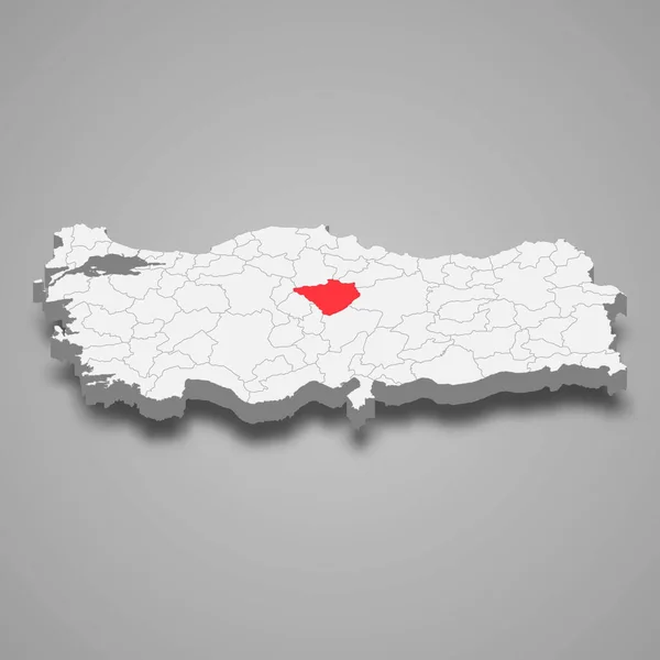 Yozgat Localização Região Dentro Turquia Mapa Isométrico — Vetor de Stock