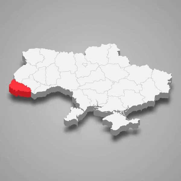 Zakarpattia州 乌克兰境内区域位置3D等深线图 — 图库矢量图片