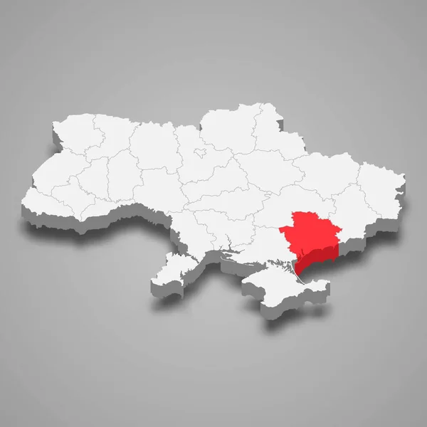 Zaporizhzhia州 乌克兰境内区域位置3D等深线图 — 图库矢量图片