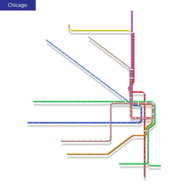 시카고 지하철 Isometric Map 도로를 교통편 계획의 — 스톡 벡터