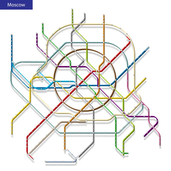 Moskova Metrosunun Boyutlu Izometrik Haritası Yeraltı Yolu Için Şehir Ulaşım — Stok Vektör
