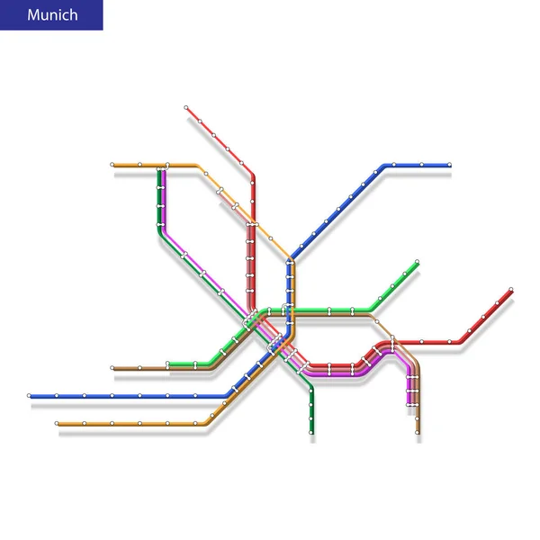 Mapa Isométrico Metrô Munique Modelo Esquema Transporte Urbano Para Estrada — Vetor de Stock