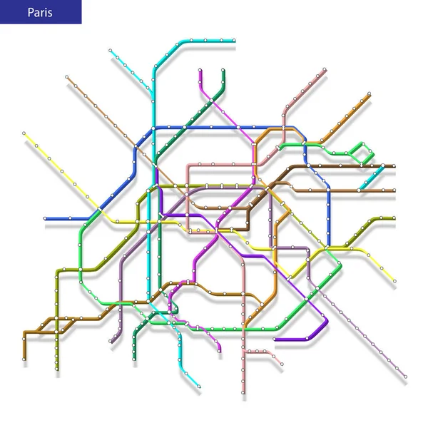 Isometric Map Paris Metro Subway Template City Transportation Scheme Underground — Stock Vector