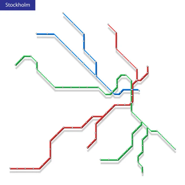 Mapa Isométrico Metrô Estocolmo Modelo Esquema Transporte Urbano Para Estrada — Vetor de Stock