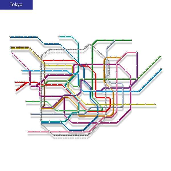 Izometrická Mapa Tokijského Metra Šablona Městské Dopravy Pro Podzemní Silnice — Stockový vektor