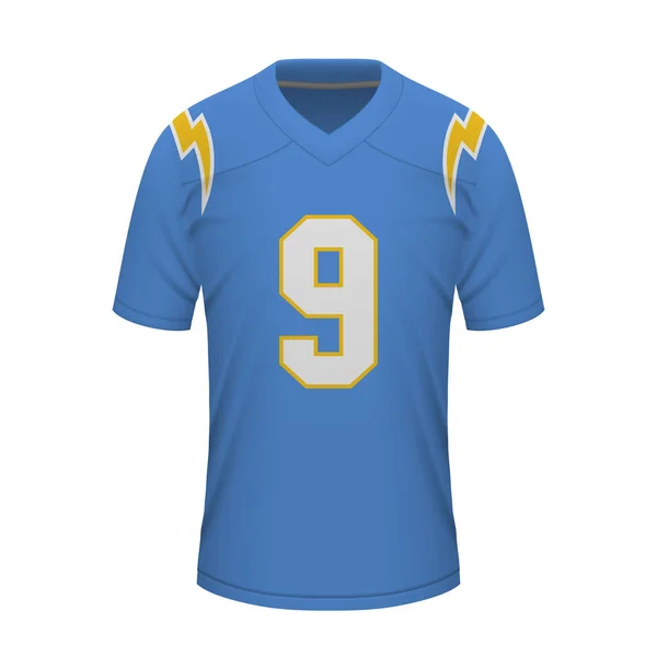 Realistic American Football Shirt Los Angeles Chargers Jersey Template Sport — Stock Vector