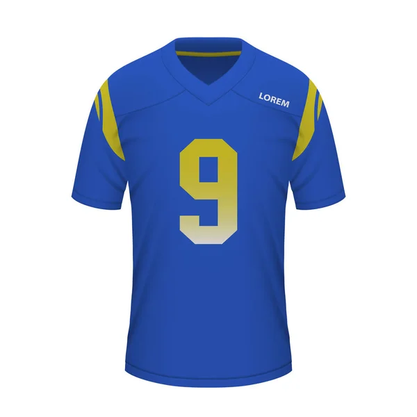 Realistyczna Amerykańska Koszulka Futbolowa Los Angeles Rams Wzór Koszulki Dla — Wektor stockowy