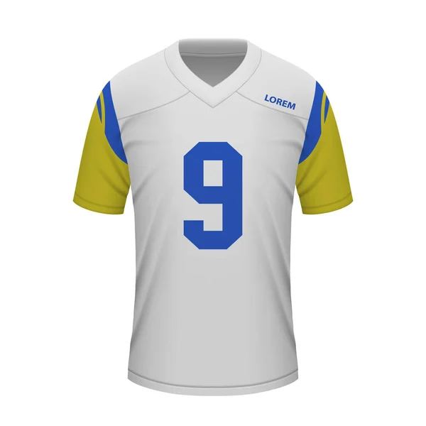 Realistic American Football Away Jersey Los Angeles Rams Shirt Template — Stock Vector