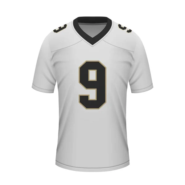 Realistic American Football Away Jersey New Orleans Shirt Template Sport — Stock Vector