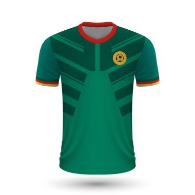 Realistic soccer shirt of Cameroon, jersey template for football kit