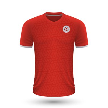 Realistic soccer shirt of Tunisia, jersey template for football kit