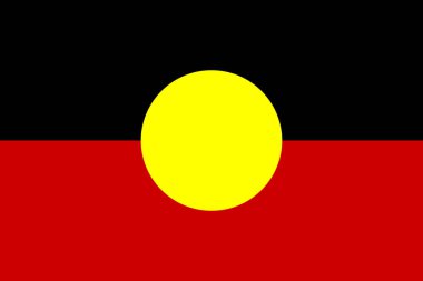 Aborjin Avustralyalı bayrağı. Doğru boyut, orantı, renkler