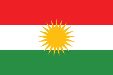 Kürdistan 'ın basit bayrağı. Doğru boyut, orantı, renkler