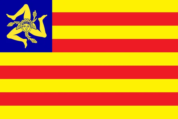 Bandiera Semplice Dell Indipendenza Siciliana Dimensione Proporzione Colori Corretti — Vettoriale Stock