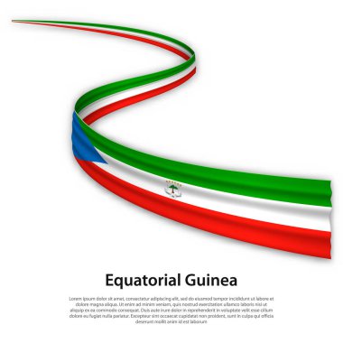 Ekvator Ginesi bayrağıyla kurdele ya da bayrak sallamak. Bağımsızlık Günü poster tasarımı için şablon