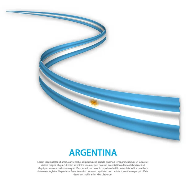 Cinta Ondeante Estandarte Con Bandera Argentina Plantilla Para Diseño Póster — Vector de stock